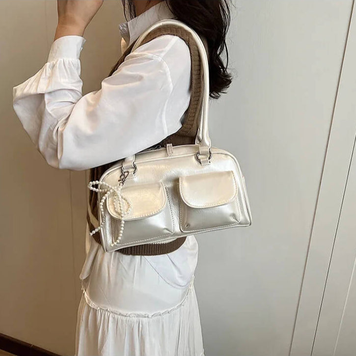 bolsa baguete vintage bege hanna