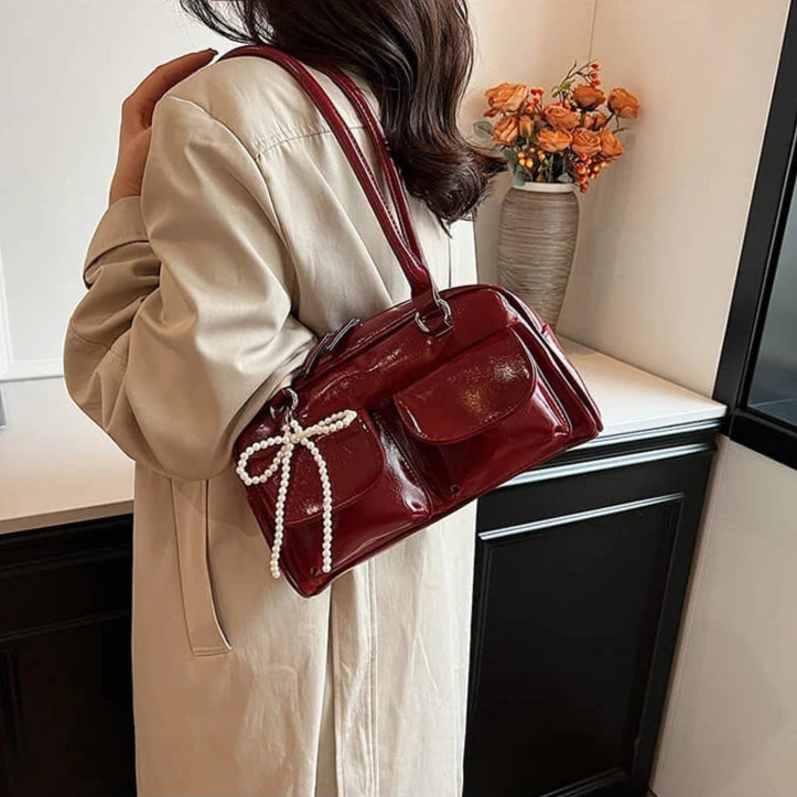 bolsa baguete vintage vermelho hanna