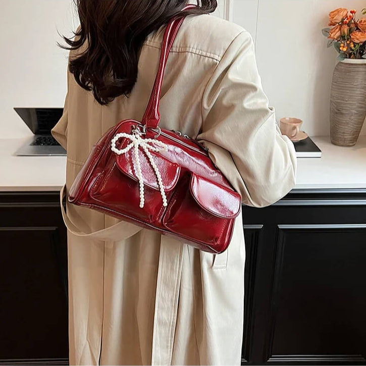 bolsa baguete vintage vermelho hanna